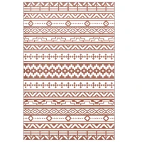 Outsunny Reversible Outdoor Mat 1.8 x 2.7 m, PP floor mat with geometric wall pattern, carry bag, red and white(m-1)