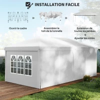 Outsunny Pop-up folding waterproof canopy 6L x 3l x 2.7H m 4 removable sidewalls 4 windows carry bag(m-4)