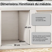 HOMCOM Poubelle cuisine coulissante 30L avec 2 compartiments, poubelle sous évier avec couvercle givré, 52x26x40,8cm, gris(m-6)