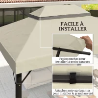 Outsunny Gazebo Canopy Replacement, 2-Tier UPF30+ Protection, Drainage Holes, 4 x 3 m, cream(m-5)