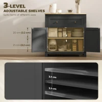 HOMCOM Sideboard Storage Cabinet, Modern Kitchen Cupboard with Adjustable Shelf, Drawer and Double Doors, Black(m-5)