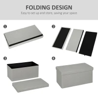 HOMCOM Stołek do przechowywania, tapicerowana ławka z miejscem do przechowywania i pokrywą do salonu, sypialni, przedpokoju, Jasnoszary(m-5)