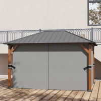 Outsunny Tonnelle de jardin avec toit rigide en métal galvanisé, structure en aluminium, rideaux et moustiquaires, 3x4 m(m-10)