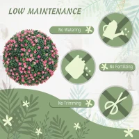 HOMCOM Set of Two Artificial Boxwood Balls Plants - Pink(m-6)