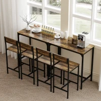 HOMCOM 3-Piece Bar Table Set with 2 Stools, Industrial Breakfast Bar Set with Footrest, Backrest for Dining Room, Small Space(m-8)