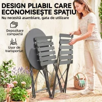 Outsunny Set Bistro Exterior, Mobilier Pliabil cu Masă și 2 Scaune, Negru(m-5)