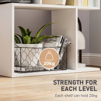 HOMCOM Bookcase, S-Shaped Wooden Bookshelf, 5 Tiers Freestanding Storage Shelf, Home Office Display Stand Rack, White(m-5)