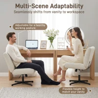 HOMCOM Draaibare Accentstoel, Fluwelen Gestoffeerde Loungestoel met Hoogteverstelling voor Woonkamer, Kantoor, Crèmewit(m-7)