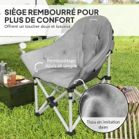 Outsunny Portable Lightweight Folding Camping Chair with Padded Seat, Side Pockets and Carry Bag, Dark Gray(m-4)