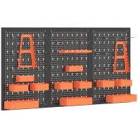 HOMCOM Organizador de Ferramentas de Parede de 33 peças 120x60 cm com Ganchos Contentores e Prateleiras Preto e Laranja(m-1)