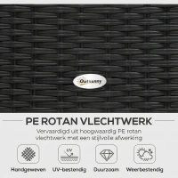 Outsunny luxe tuinset met planken 4 stuks PE rotan zwart(m-4)