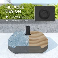 Outsunny Square Garden Parasol Base, Garden Umbrella Stand Heavy Duty Parasol Base, Filled Up to 25kg with Sand or 20kg with Water for for 38, 48 mm Poles, Black(m-4)