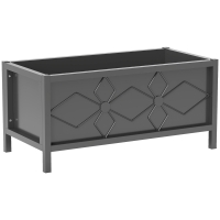 Outsunny Outdoor planter galvanized raised planter with safety edge rectangular 80 x 40 x 38 cm black