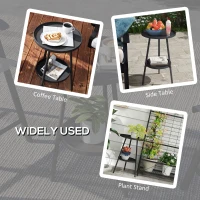 Outsunny Two-Tier Metal Garden Table - Black(m-6)