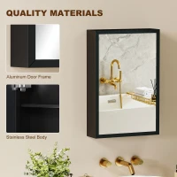 kleankin Bathroom Cabinet with Mirror, Wall Mounted Bathroom Mirror Cabinet with Storage Shelves, 40 x 12 x 60 cm, Black(m-8)