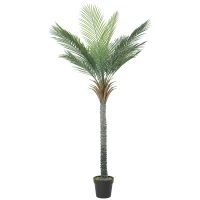 HOMCOM Artificial Palm 180 cm, Potted Tropical Artificial Plant, 15 Realistic Leaves, for Living Room, Bedroom, Office(m-11)