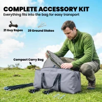 Outsunny Namiot Tunelowy 4-osobowy Rodzinny z 2 Sypialniami, Przedsionkiem, 4 Okna, Podłogą, Wodoodporny 3000 mm(m-9)