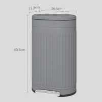 HOMCOM Kosz na Śmieci 30L z Pokrywą i Pedałem, Wyjmowany Wewnętrzny Pojemnik, Funkcja Soft-Close, 36,5 x 31,2 x 60,8 cm, Szary(m-3)