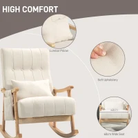 HOMCOM Fotel bujany z poduszką lędźwiową, kieszeń, do salonu(m-5)