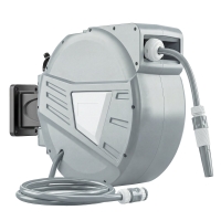 Outsunny Wall-Mounted Hose Reel 20+1.6m x Ø 15mm, Automatic Retractable Water Hose Reel, 180° Swivel, Gray
