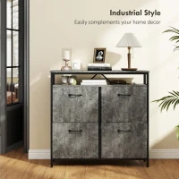 HOMCOM Shoe Storage Cabinet with 4 Flip Drawers and Open Shelf - Cement Grey(m-8)