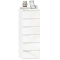 HOMCOM Comodă 6 sertare cu luciu înalt, mobilier de depozitare îngust fără mânere, 40 x 35 x 109 cm, alb(m-8)