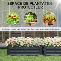 Outsunny Set of 2 Garden Raised Beds 100L x 50l x 30H cm - Gray Corrugated Steel Sheet(m-4)
