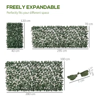 Outsunny Artificial leaf hedge wall privacy screen 2 panels adjustable length 295 x 70 cm expandable trellis in green PE(m-3)