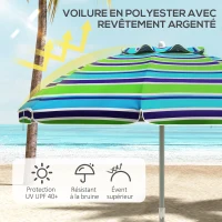 Outsunny Beach Parasol Round Tilting Outdoor Parasol Adjustable Height UV40 Carry Bag Included(m-4)