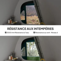 Outsunny 2-4 Person Camping Tent, Waterproof Family Dome Tent with Windows, Pocket, Carry Bag, Sky Blue(m-5)