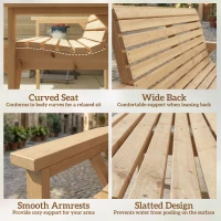 Outsunny 2 Seater Wooden Garden Bench, Slatted Patio Bench with Armrest and Backrest, Outdoor Furniture for Indoor, Balcony(m-6)