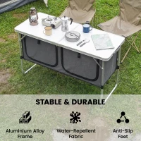 Outsunny Camping Cupboards Folding Portable Aluminium Camp Cook Station with Storage Cupboard for Outdoor BBQ(m-6)