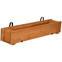 Outsunny Rectangular Wooden Planter Square Garden Hanging Planter with 2 Hooks 91 x 18 x 16.5 cm Brown