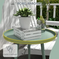 Outsunny Round garden coffee table, outdoor side table with rounded edge in steel, dim. Ø40 x 50H cm green(m-6)