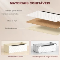 HOMCOM Cómoda com 4 Gavetas de Tecido Frentes com Padrão de Diamante Móvel de Arrumação 59,5,5x30x92,5 cm Madeira e Branco(m-5)