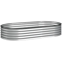Outsunny Galvanized Steel Raised Planter Garden Bed Rubber Edge 181 x 93 x 30 cm Silver(m-1)