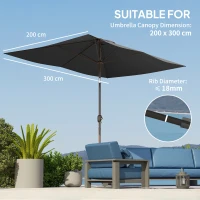 Outsunny Pokrowiec na Parasol 2 x 3 m 6 Rozpórek UV50+ i Wodoodporny Pokrowiec na Taras(m-5)