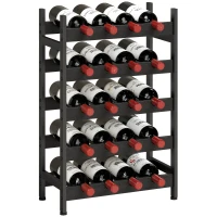 HOMCOM Wine Rack Freestanding Industrial Liquor Cabinet 5-Tier 20 Bottles Bar Stand with Adjustable Feet, Black(m-10)
