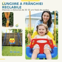 AIYAPLAY Leagăn de Grădină pentru Copii 3-în-1, Leagăn pentru Bebeluși Interior și Exterior, Înălțime Reglabilă, Cadru Pliabil din Oțel, Centură de Siguranță, Ușor de Montat, 9 Luni - 8 Ani, Albastru(m-5)