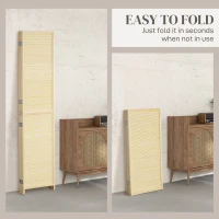 HOMCOM Room Divider, Freestanding Privacy Screen, 4 Panel Folding, 180 x 180cm, Natural(m-7)