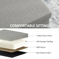 HOMCOM Stołek do przechowywania, tapicerowana ławka z miejscem do przechowywania i pokrywą do salonu, sypialni, przedpokoju, Jasnoszary(m-6)