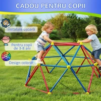 Outsunny Cupolă de cățărare pentru copii 3-8 ani, structură metalică pentru 4 copii, Ø183x90cm, multicolor(m-7)