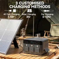 HOMCOM Portable Power Station with LiFePO4 Battery, 1.5H Fast Charge, Camping Power Pack with 600W AC/USB-A & USB-C Output(m-5)