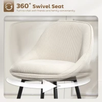 HOMCOM Zestaw 2 Hokerów ze Sztruksowym Wykończeniem i Stalowymi Nóżkami, Krzesła Tapicerowane do Kuchennej Wyspy, Jadalni, Kremowe(m-4)