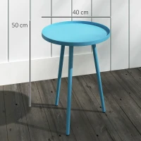 Outsunny Round Garden Coffee Table, Outdoor Side Table with Rounded Steel Edge, dim. Ø40 x 50H cm blue(m-3)