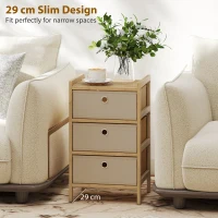 HOMCOM Chest of Drawers, 3 Fabric Drawers Narrow Dresser with Bamboo Frame, Cream White(m-6)