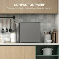 HOMCOM Mini-Vriezer 35 L, Electrische Vriesbox, Vrijstaand 161W, Mini Diepvrieskist 47 x 44,2 x 48,8 cm, Grijs(m-5)