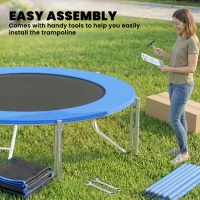 SPORTNOW Trampolim para Crianças Exterior Ø305 cm com Rede de Segurança Escada Acolchoamento de Molas Azul(m-4)