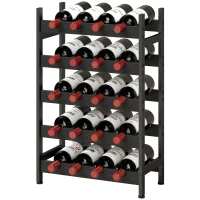 HOMCOM Wine Rack Freestanding Industrial Liquor Cabinet 5-Tier 20 Bottles Bar Stand with Adjustable Feet, Black(m-11)