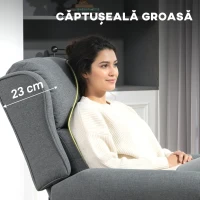 HOMCOM Fotoliu Reclinabil 132° max din Material Tip In cu Suport pentru Picioare, 74x84x102 cm, Gri(m-6)